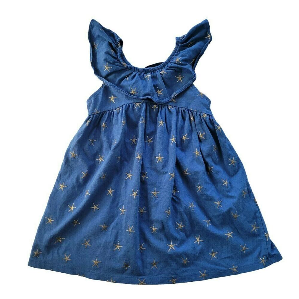 Tea Collection Destination Greece Blue Gold Starfish Print Dress